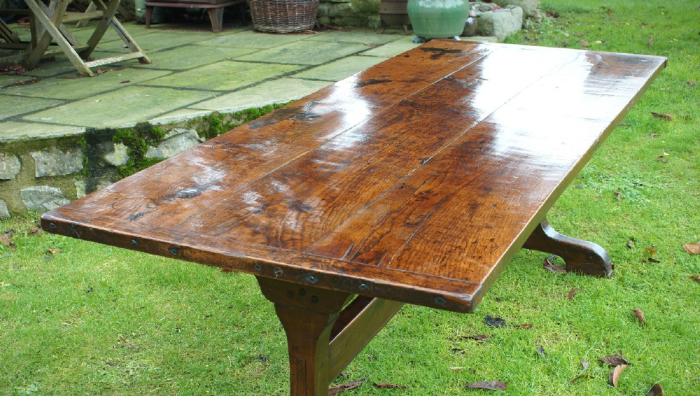 English Oak Trestle Table View IV