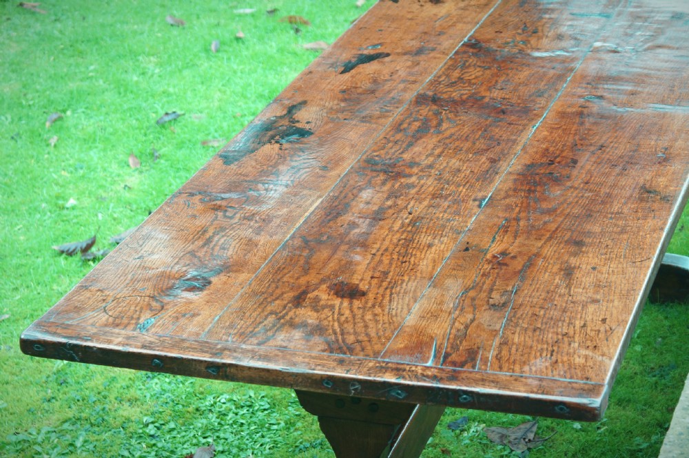 English Oak Trestle Table View V