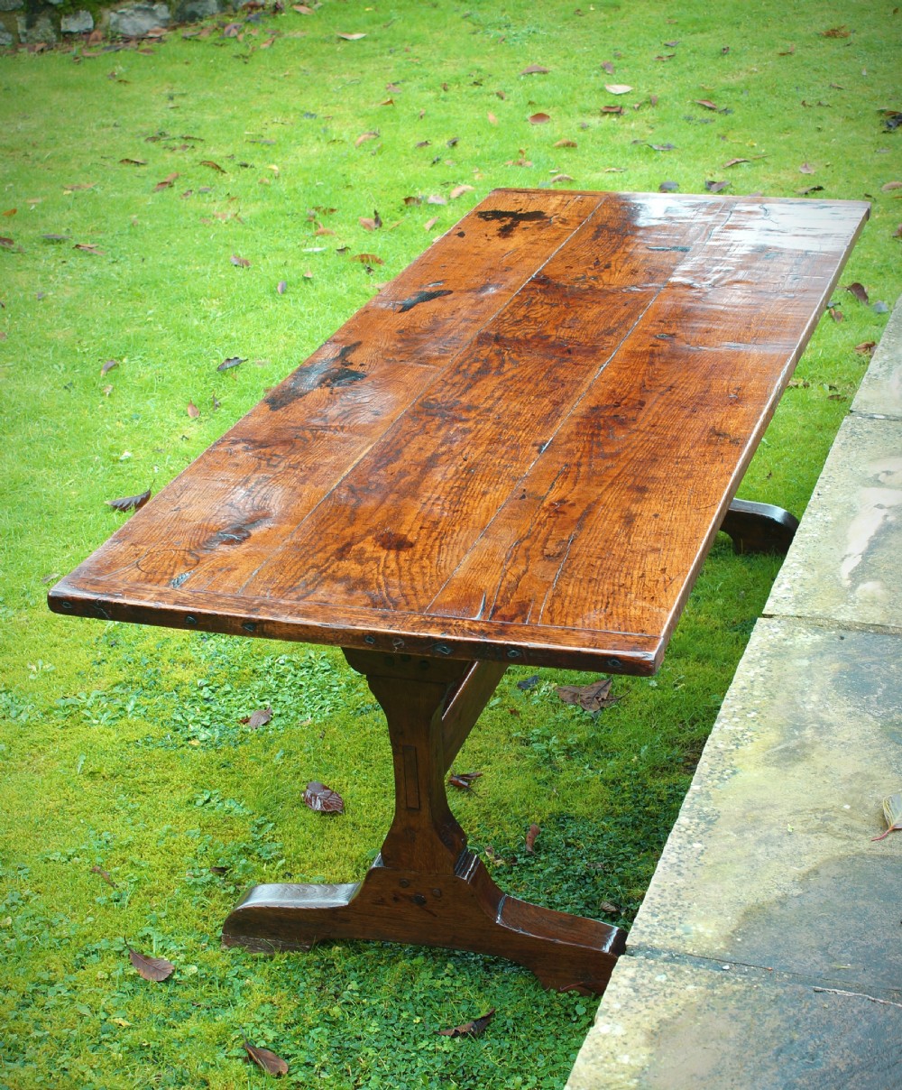 English Oak Trestle Table View XIII