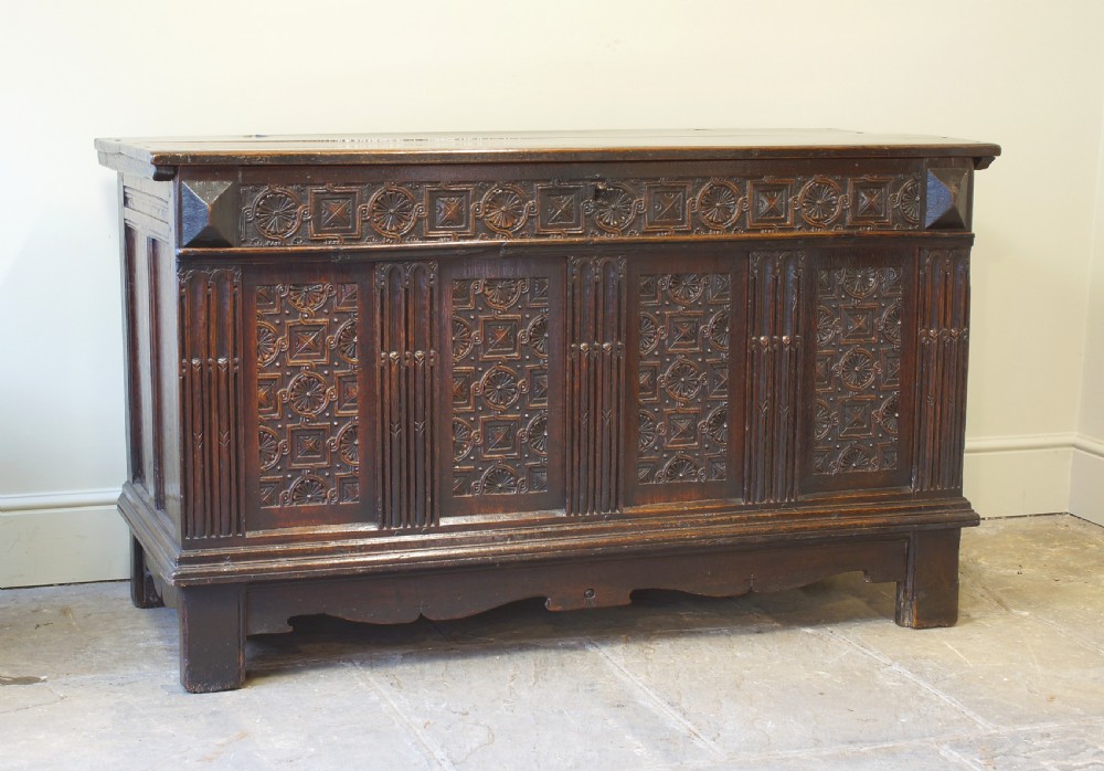 A Superb Late  Elizabethan 16th Century Oak Coffer.