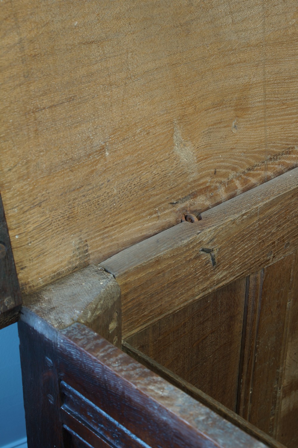 A Superb Late  Elizabethan 16th Century Oak Coffer. View VIII