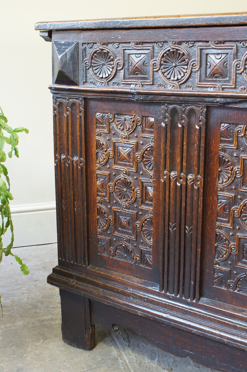 A Superb Late  Elizabethan 16th Century Oak Coffer. View XXII