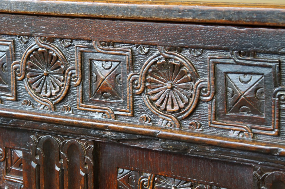 A Superb Late  Elizabethan 16th Century Oak Coffer. View XXIII