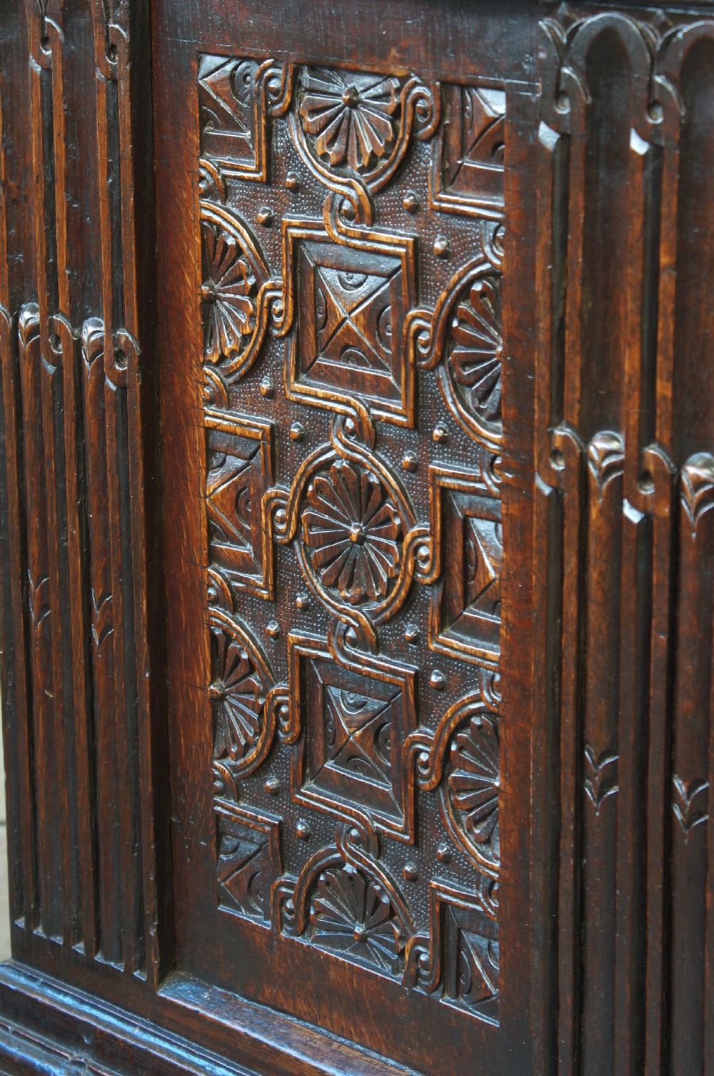 A Superb Late  Elizabethan 16th Century Oak Coffer. View XXIV