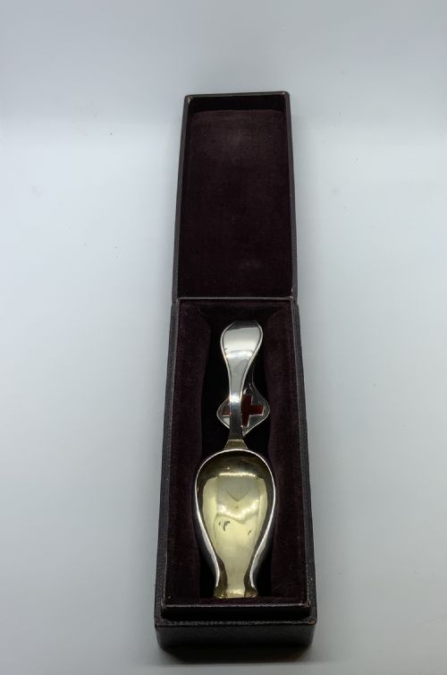 Boxed Silver Red Cross Medicine Spoon