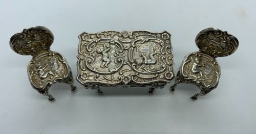 Miniature Silver Table and Chairs.