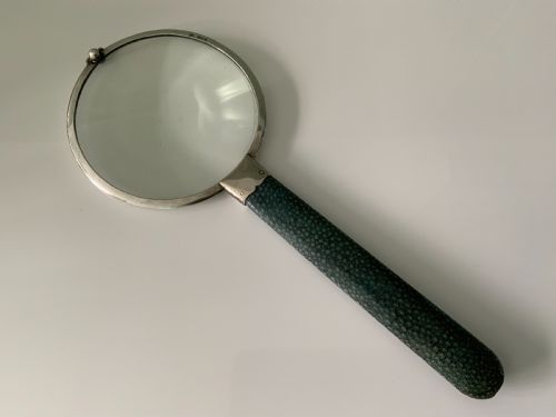 fig 1. Large silver shagreen handle magnifying glass