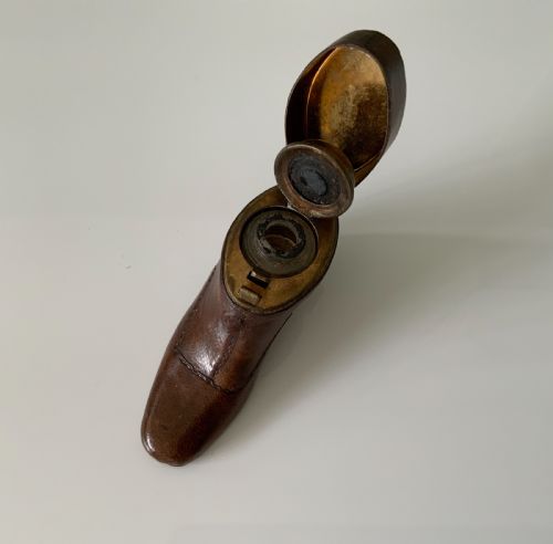 Rare Novelty Travelling Inkwell in the Form of a Boot