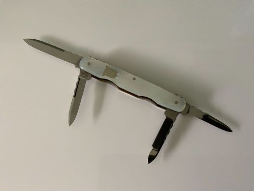 A Pristine Edwardian Folding Mother of Pearl Pocket Knife Original Case