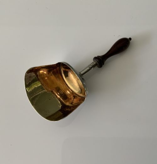 Georgian Silver Caddy Spoon Turned Wooden Handle