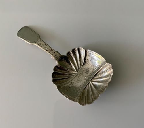 Georgian Bright Cut Silver Caddy Spoon