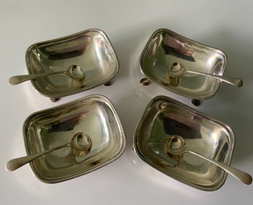 Four Georgian Silver Salts & Spoons.