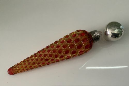 Victorian Cut Glass Silver Topped Scent Bottle