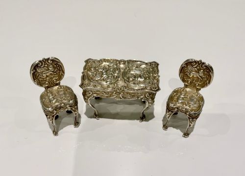 Miniature Silver Table and Chairs