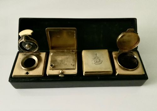 fig 1. Superb silver boxed desk set - Baron Redesdale