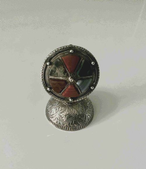 Victorian Scottish Silver & Agate Menu Holder