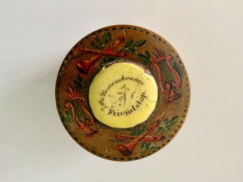 Rare Tunbridge Ware Box - Bilston Enamel Decoration