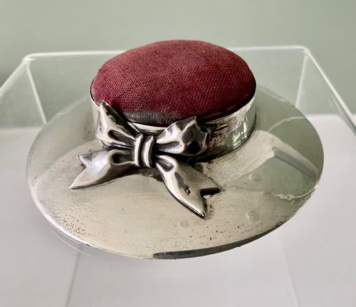 Large Silver Hat Pincushion