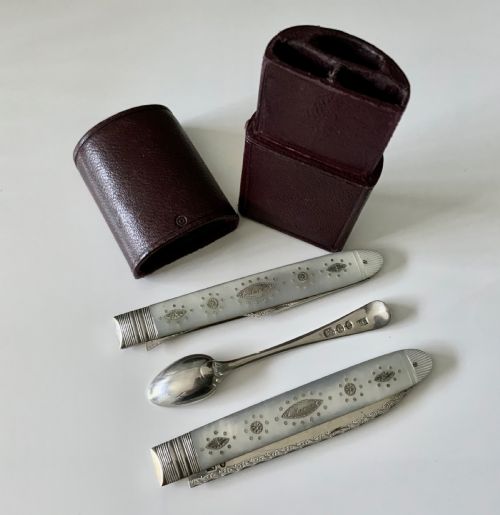 Rare Georgian Travelling  Silver Cutlery Set