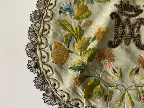 fig 1. Georgian silk embroidery purse