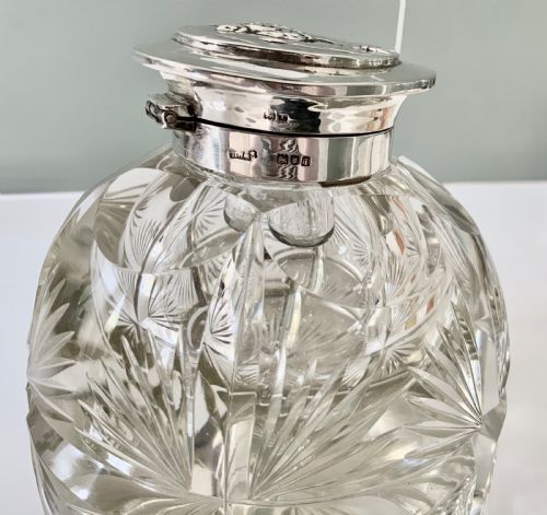 fig 2. Large heavy cut glass & silver inkwell Thomas Webb & Sons
