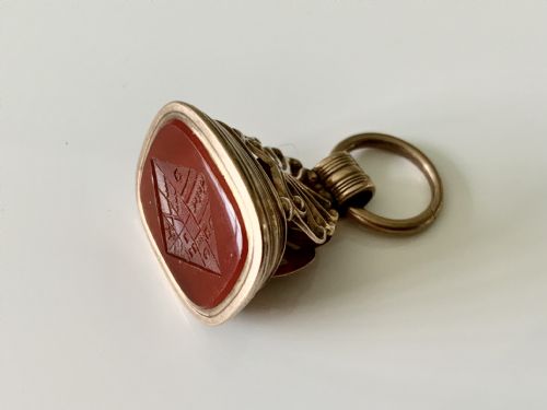 Georgian Rose Gold/carnelian  Fob Seal - Widows Lozenge