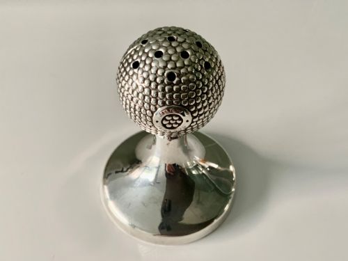 Rare Silver Hatpin Holder in the Form of a Golf Ball