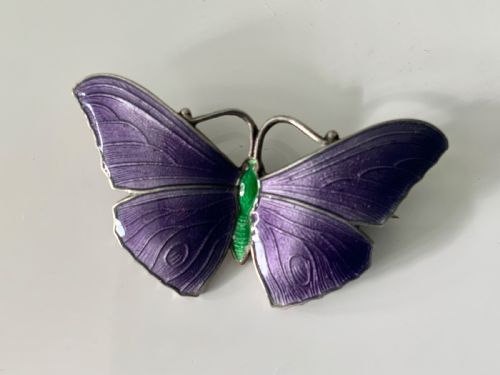 Silver & Enamel Butterfly Brooch