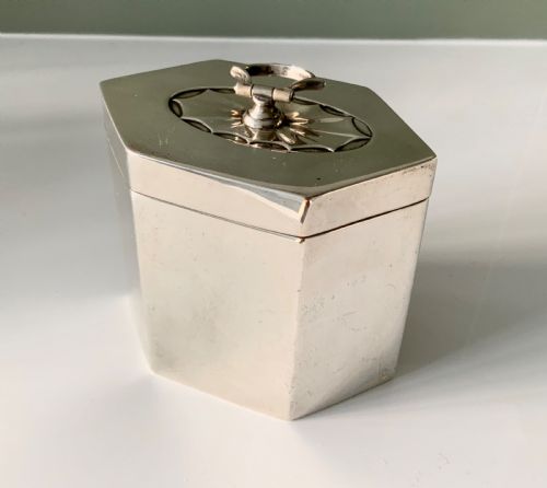 Silver Hexagonal Tea Caddy - Sheraton Style