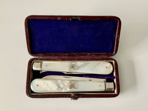 Silver & Mother of Pearl Folding Knife and Fork