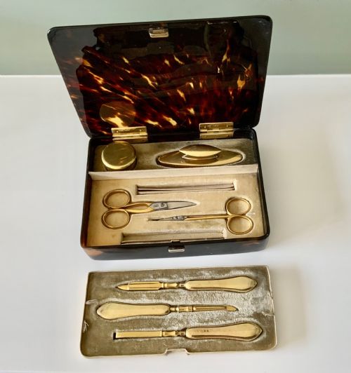 Tortoiseshell and Silver Manicure Box