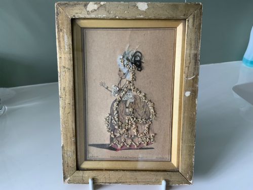 18th Century Hand Coloured Print with Embellishment