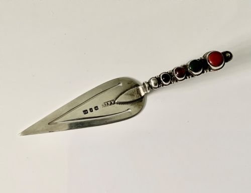 Agate Handled Silver Bookmark