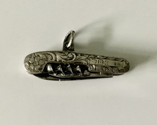 Silver Chatelaine Knife and Corkscrew - Very Small