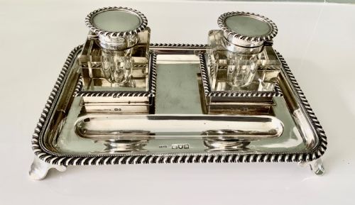 Victorian Silver Inkwell Standish - Grinsell & Sons