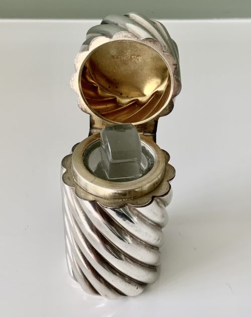 Large Silver Writhen Scent Bottle - Sampson Mordan