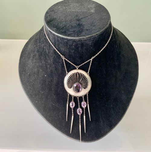 Jungendstil Silver and Amethyst Pendant