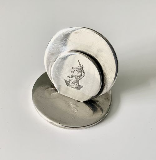 fig 1. Four silver Sampson Mordan silver menu holders