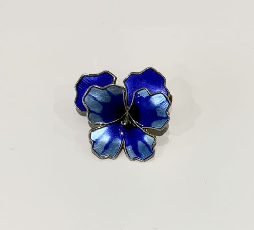 Norwegian Silver Enamel Pansy Brooch