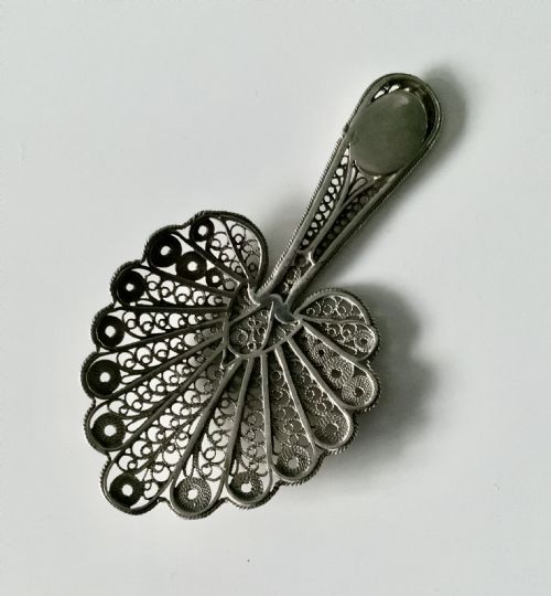 Georgian Silver Filigree Caddy Spoon