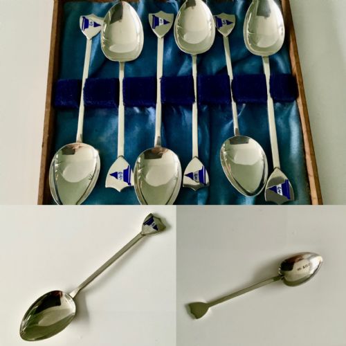 SET OF SIX SILVER ENAMEL TEASPOONS TAMESIS SAILING CLUB - ADDITIONAL PHOTO 3