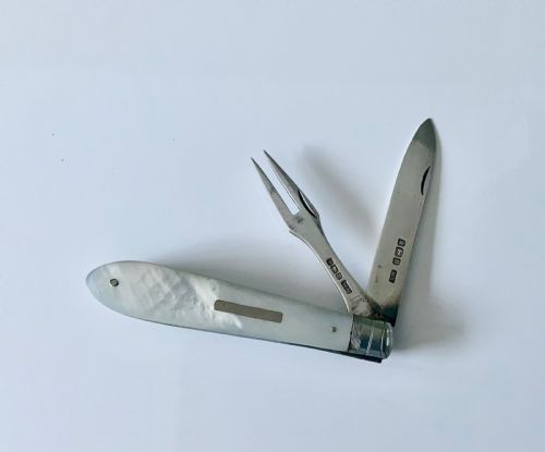 Silver Pocket Fruit Knife and Fork Set