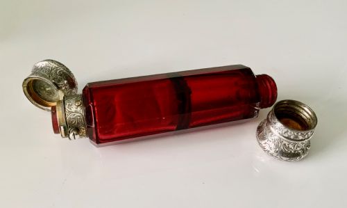 Victorian Doubled Ended Ruby Glass Scent Bottle
