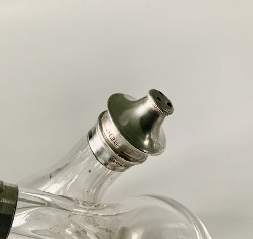 UNUSUAL SILVER GLASS CRUET SET - ADDITIONAL PHOTO 1
