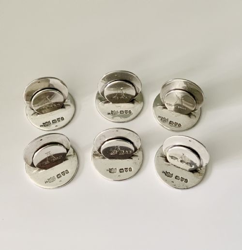Set of 6 Silver Sampson Mordan Menu Holders