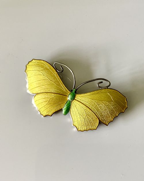 Silver and Enamel Butterfly Brooch
