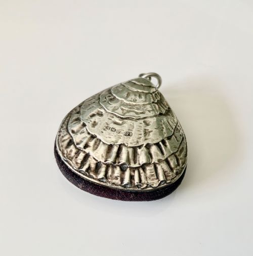 Rare Silver Oyster Shell Pin Cushion