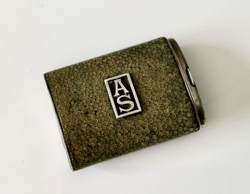 Art Deco Shagreen Silver Vesta