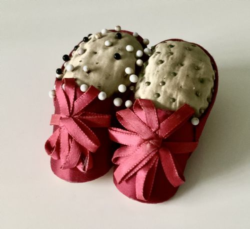 19th Century Silk Pin Cushion Shoes