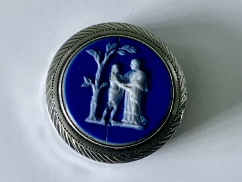 A Rare Georgian Silver Patch Box - Adams/wedgwood Jasper Ware Top